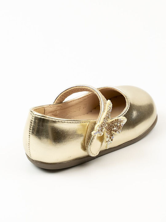 Kids Ballerinas with Hoop & Loop Closure Gold