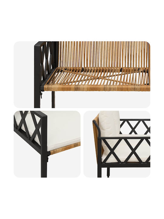 Παγκάκι Εξωτερικού Χώρου Rattan με Μαξιλάρια 116x56x75cm