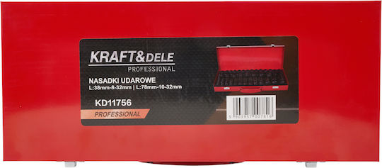 Kraft & Dele Prize Pneumatice Lungi cu Gazdă Cadru 1/2" Set 35 Bucăți