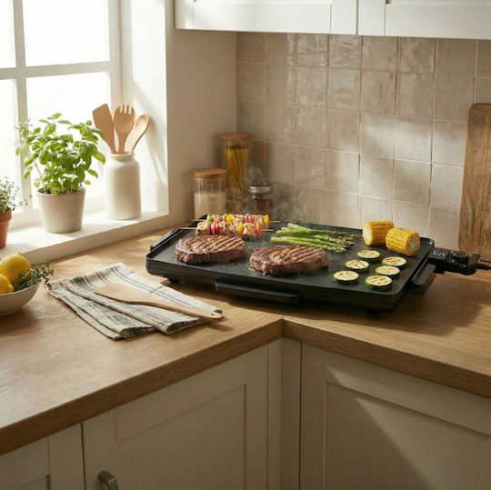 Izzy Plancha BBQ XL Tabletop Electric Grill Smooth Plate 2400W with Adjustable Thermostat 59.5cmx34.5cmcm