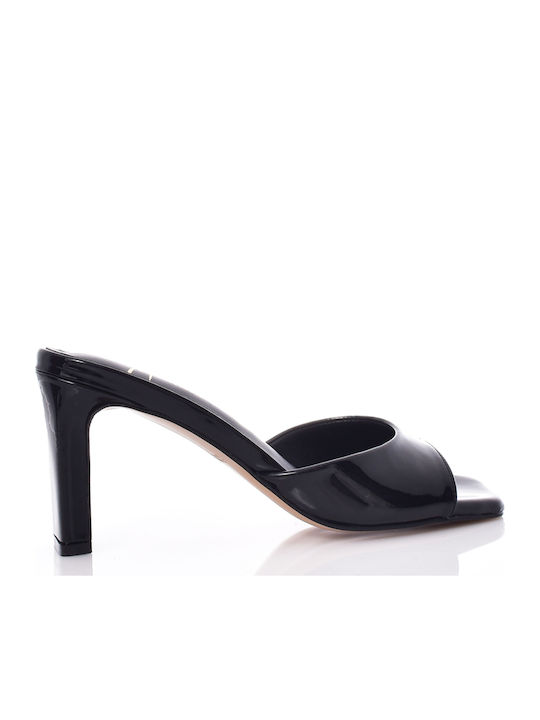 Mules From Patent Leather With High Heel In Black Colour