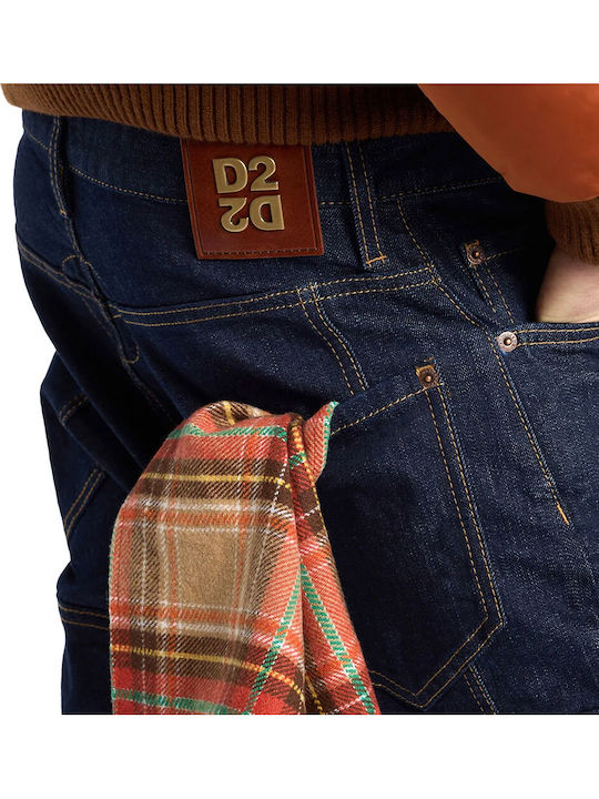 Biker Men's Jeans Pants with Skinny Fit Blue