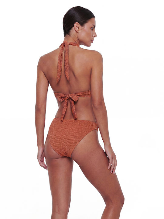 Μπικίνι Top Bikini Σουτιέν C Cup με Ενίσχυση Floral Πορτοκαλί