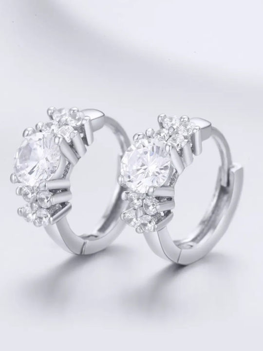 Silver Earrings Hoop Earrings Zirconia 925 Silver Earrings Trusky