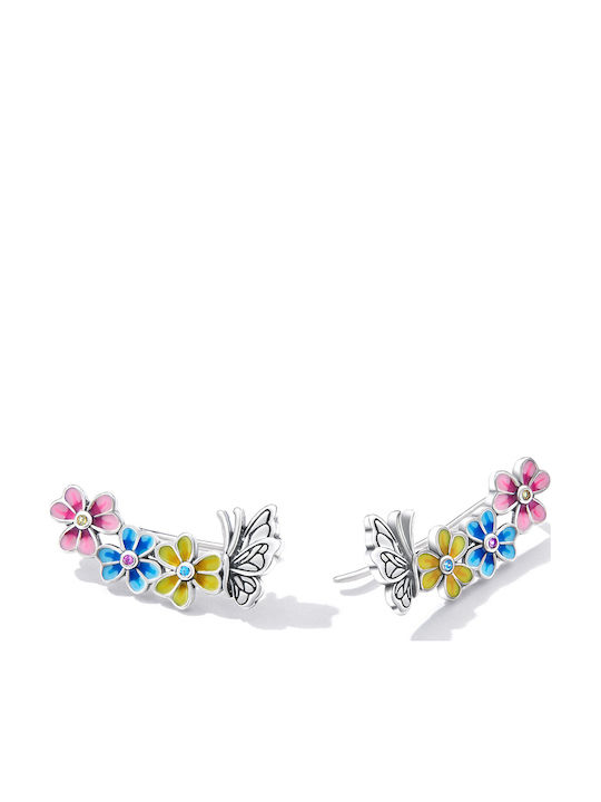 Silver Earrings Flowers Butterfly Earrings Silver 925