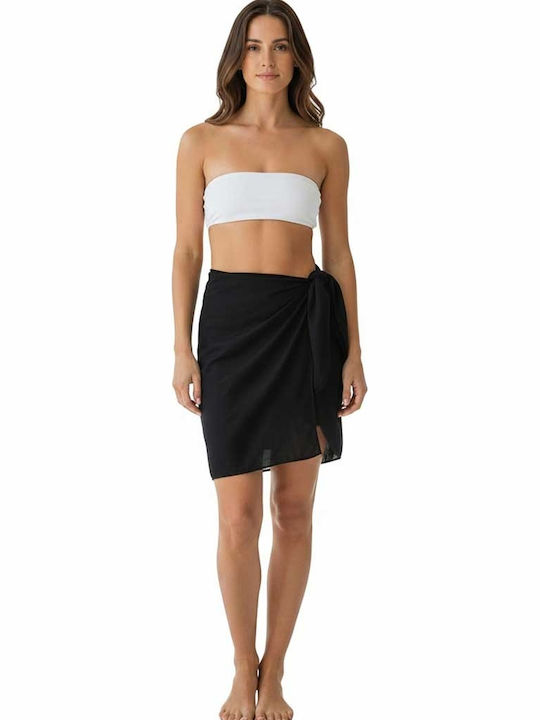 Luna Black Viscose Pareo Fringes 93852
