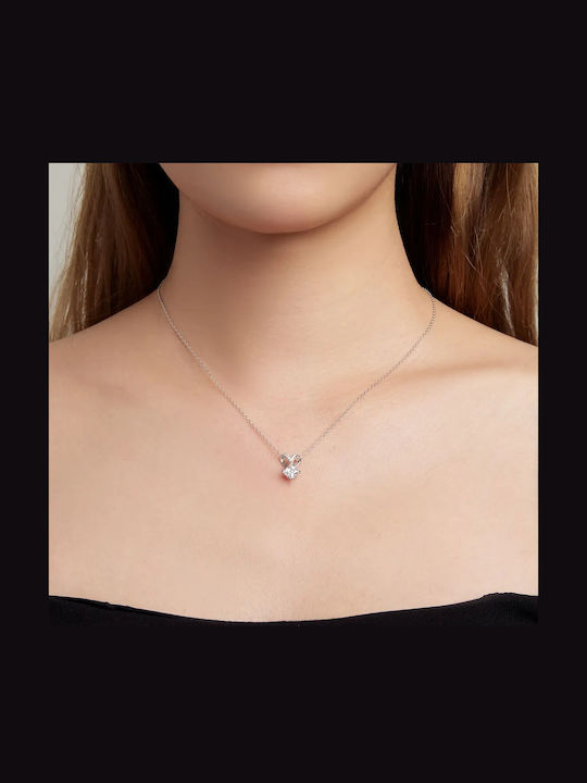Silver Heart Necklace Cubic Zirconia Necklace Silver S925