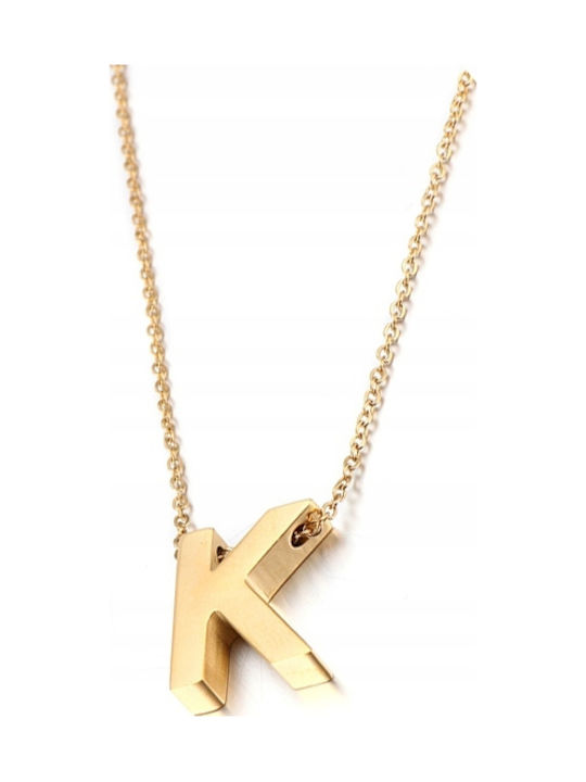 Gold Necklace Chain Letter K Stainless Steel