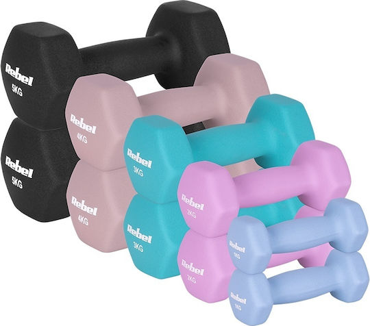 Rebel Set Haltere Hexagonale din Neopren 10 Bucăți Greutate Totală 30kg