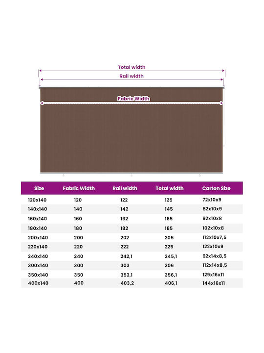 vidaXL Ρollorollos Partieller Blackout Braune P240xH140cm 42036151