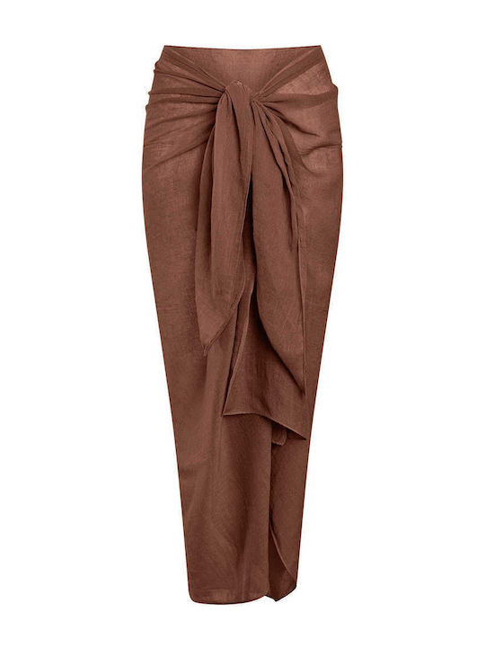 Celestino Women's Monochrome Semi-Transparent Brown Pareo
