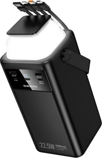 Borofone BJ65B Power Bank 80000mAh 22.5W με 2 Θύρες USB-A και Θύρα USB-C Power Delivery / Quick Charge 3.0 Μαύρο