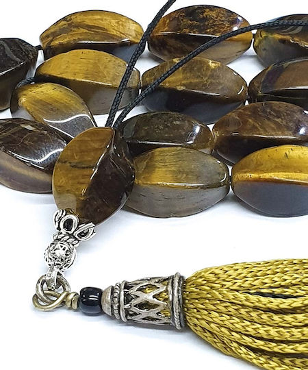 Roloi Komboloi Worry Beads with 15 Beads Eye Of The Tiger Length 32cm Multicolour