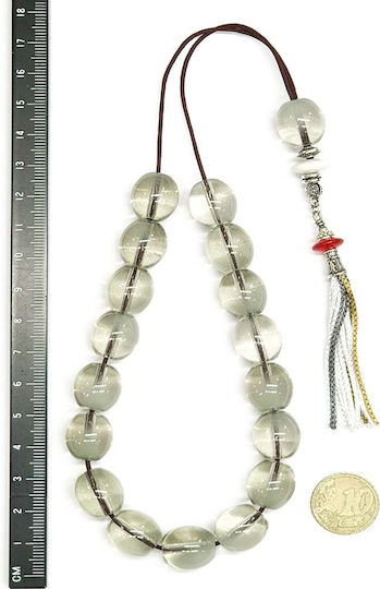 Roloi Komboloi Worry Beads with 17 Beads Length 33cm Transparent