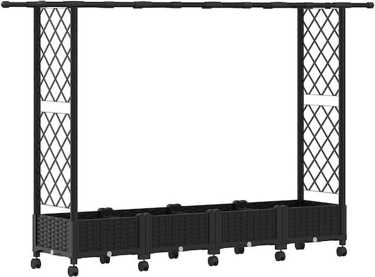 vidaXL Пластмасова Кутия За Саксии Черна 203x40x127см