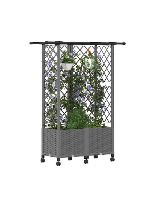 vidaXL Кутия За Саксии Пластмасова Светлосива 124x40x142см