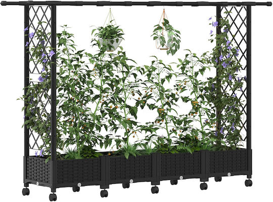 vidaXL Пластмасова Кутия За Саксии Черна 203x40x127см