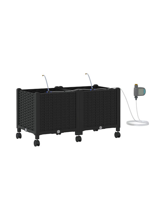 vidaXL Set 2 Planter Box-uri Din Plastic Negre