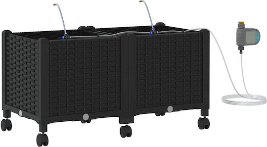 vidaXL Set of 2 Black Plastic Planter Boxes