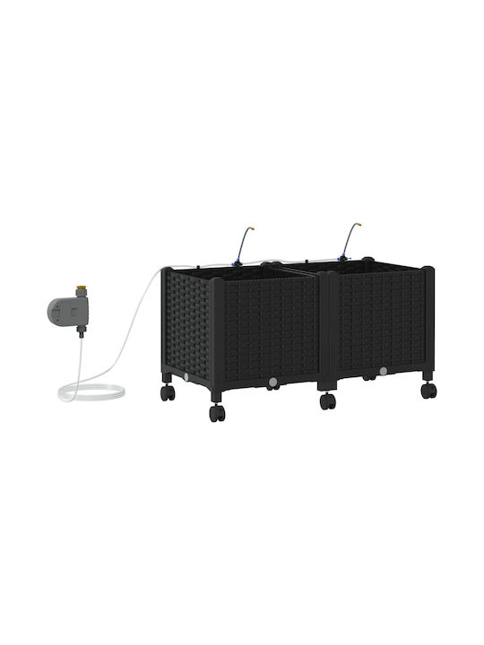 vidaXL Set 2 Planter Box-uri Din Plastic Negre