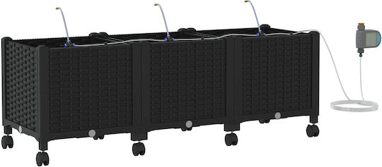 vidaXL Set of 3 Black Plastic Planter Boxes