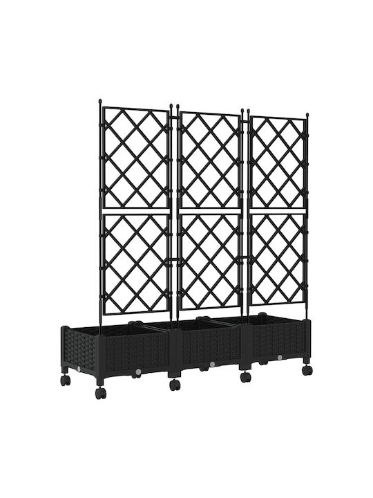 vidaXL Set 3 Planter Box-uri Din Plastic Negru
