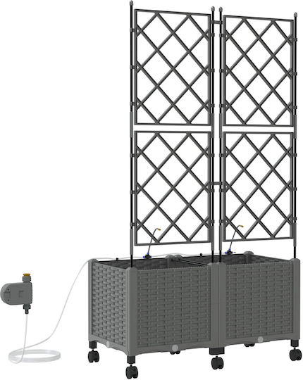 vidaXL Set of 2 Plastic Light Grey Planter Boxes