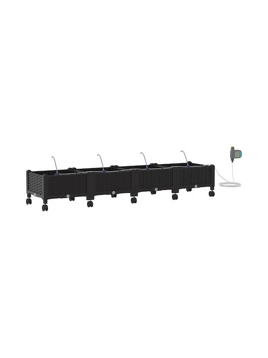 vidaXL Set 4 Planter Box-uri Din Plastic Negru
