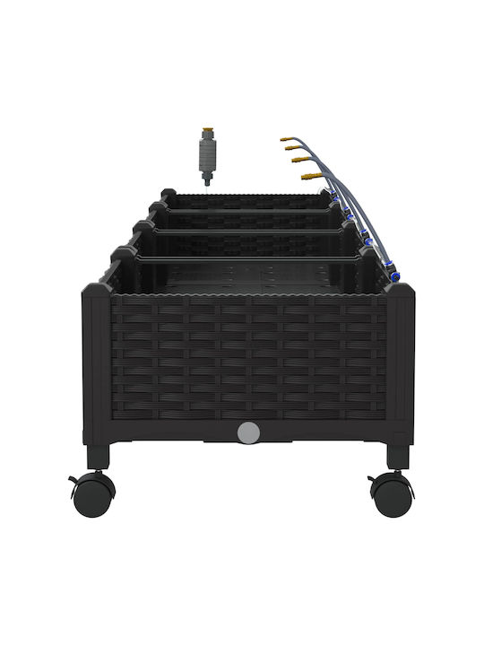 vidaXL Set 4 Planter Box-uri Din Plastic Negru
