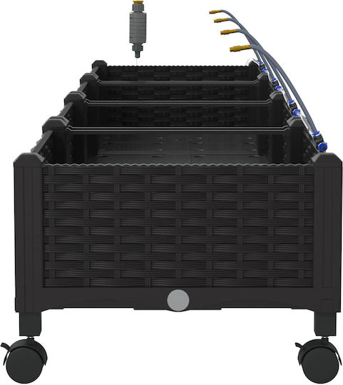 vidaXL Set of 4 Plastic Black Planter Boxes