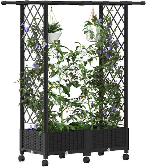 vidaXL Zardiniere Din Plastic Neagră 122.5x40x127 cm