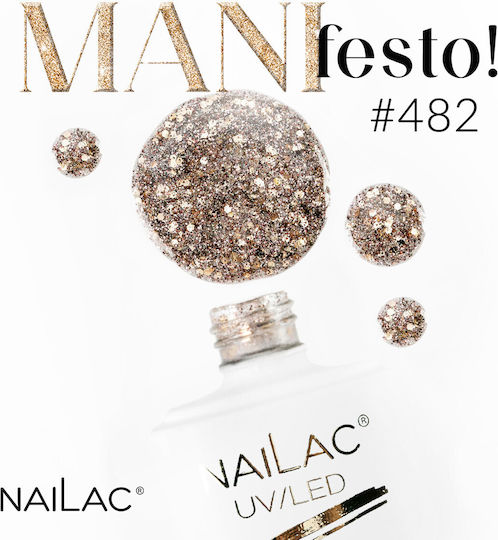 NaiLac Glossy Σετ Βερνίκια Νυχιών Ασημί #482 7ml