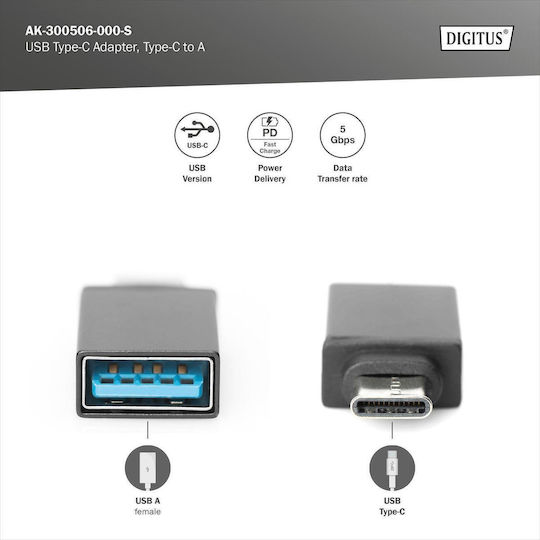 Digitus Usb 3.0 Superspeed Adapter Typ Usb-C Usb-A Weiblich Schwarz