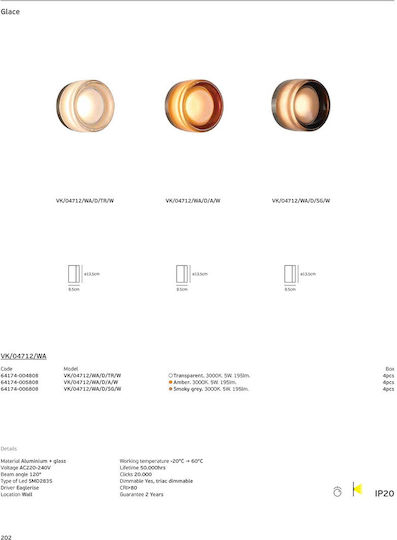 VK Lighting Wandleuchte Mit Integrierter LED Und Warmes Weiß Honiglicht