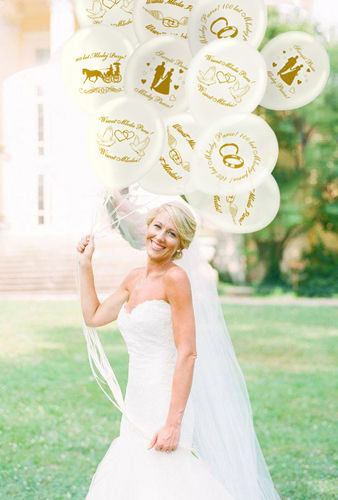 Composition with 25 White Wedding Balloons 30cm