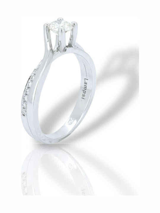 Mentzos Single Stone Ring In 18K White Gold With Diamond