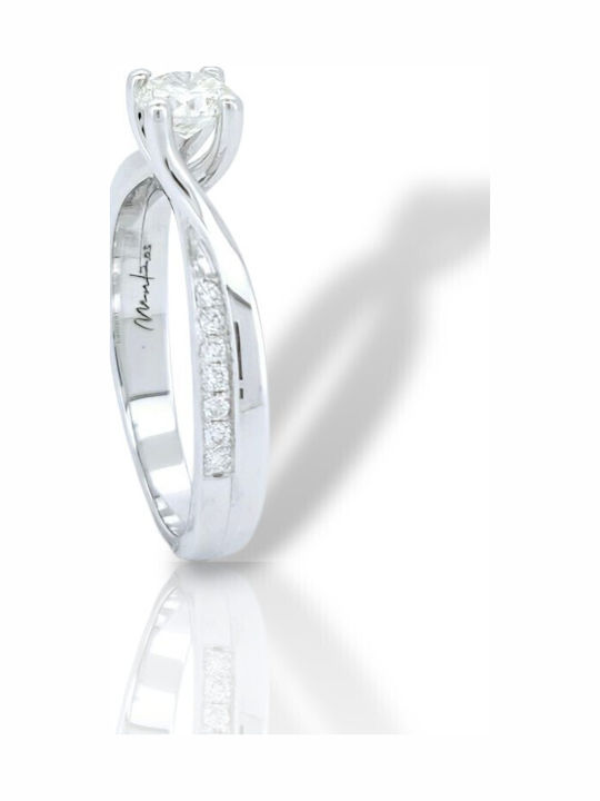 Mentzos Single Stone Ring In 18K White Gold With Diamond