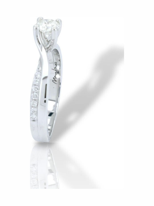 Mentzos Single Stone Ring In 18K White Gold With Diamond
