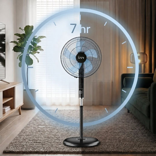Izzy IZ-9004 Ανεμιστήρας Ορθοστάτης 70W Διαμέτρου 46cm με Τηλεχειριστήριο Μαύρος