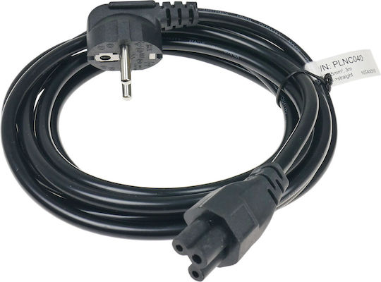 230V Netzkabel Cloverleaf C5 Gekrümmt 3m