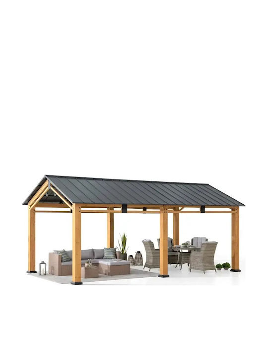 Mijo Garten Gazebo mit LEDs Grau 6.03x3.36m