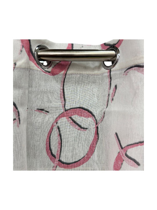 To megalo pazari Curtain With White-Pink Grommets 270x280cm
