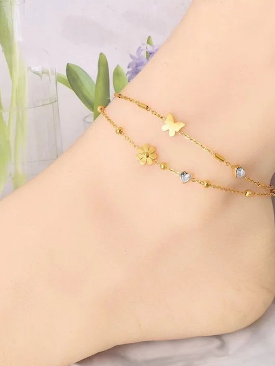Trusky Vergoldetes Fußarmband aus Stahl 23cm