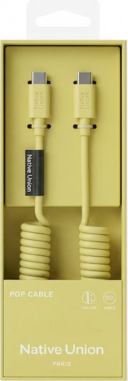 Native Union Usb-c To Usb-c Cable 60w Coiled 1.2m Pop Series Fast Charging Yellow
