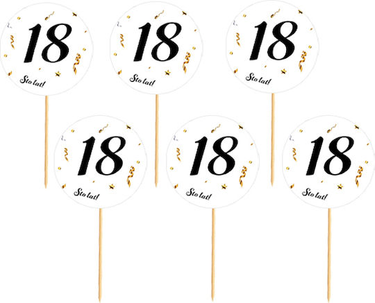 Toppery 18 Birthday White Background Black Text 6pcs