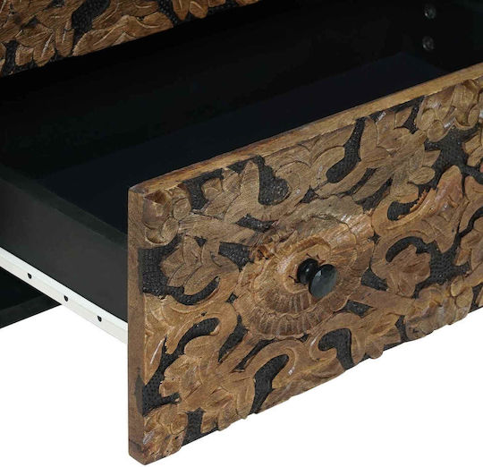 Μπουφές Ξύλινος με Συρτάρια Καφέ 120x33x75cm