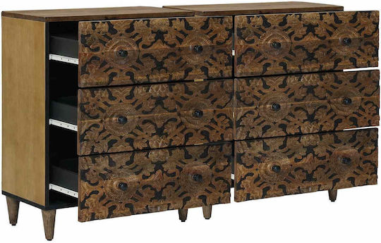 Μπουφές Ξύλινος με Συρτάρια Καφέ 120x33x75cm