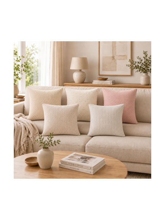 My Home Luxury Διακοσμητική Μαξιλαροθήκη Ιβουάρ 45x45εκ.