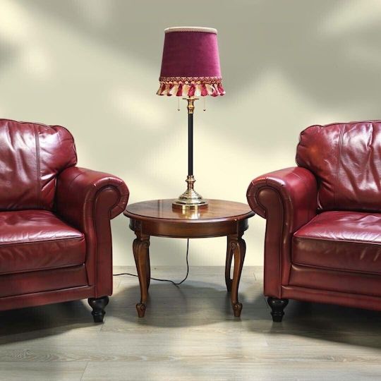 Oxygen Velvet Портатиф за Цокъл E27 с Червена Шапка и Златиста Основа