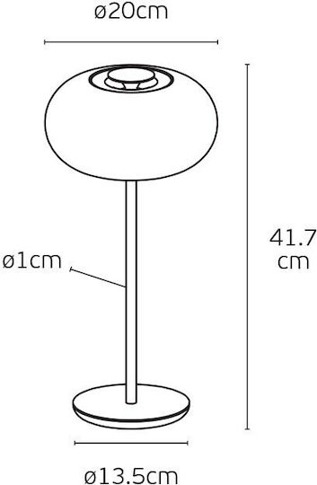 Glass Table Lamp LED with White Shade and Black Base